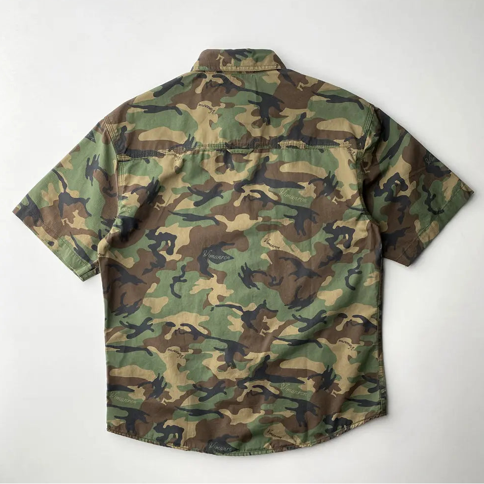 Retro Camouflage Lapel Cargo Shirt