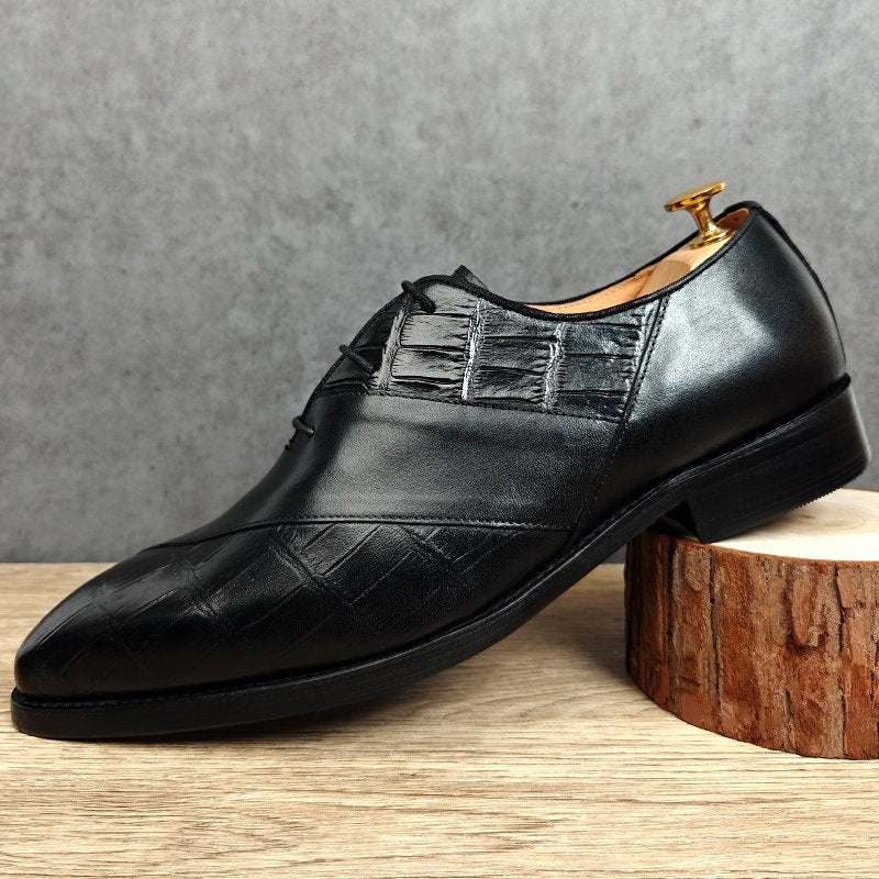 Black Half Croc Textued Solid Shoes