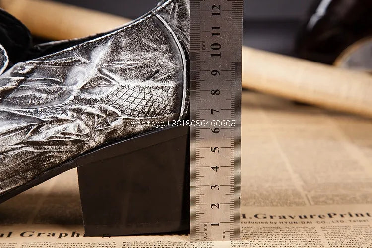 Geometric Black & White Genuine Leather Loafers