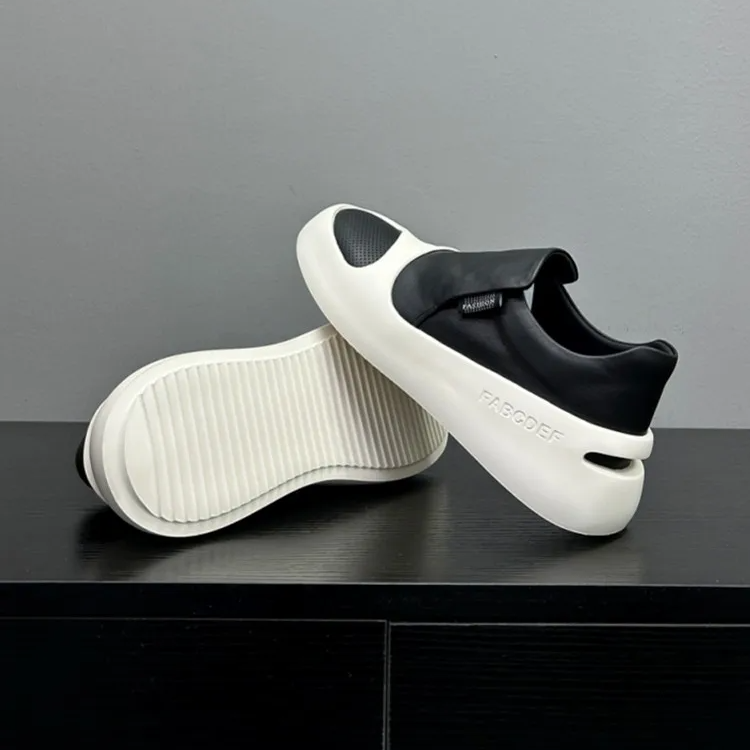 Black & White Leather Platform Shoes