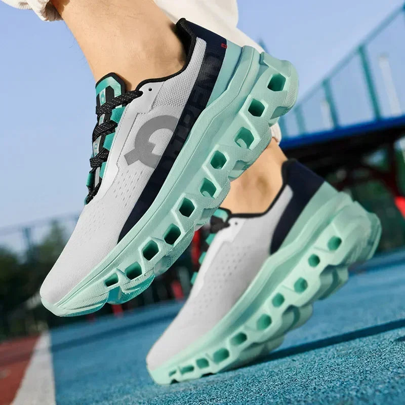 Hollow Rubber Sole Mesh Running Sneakers