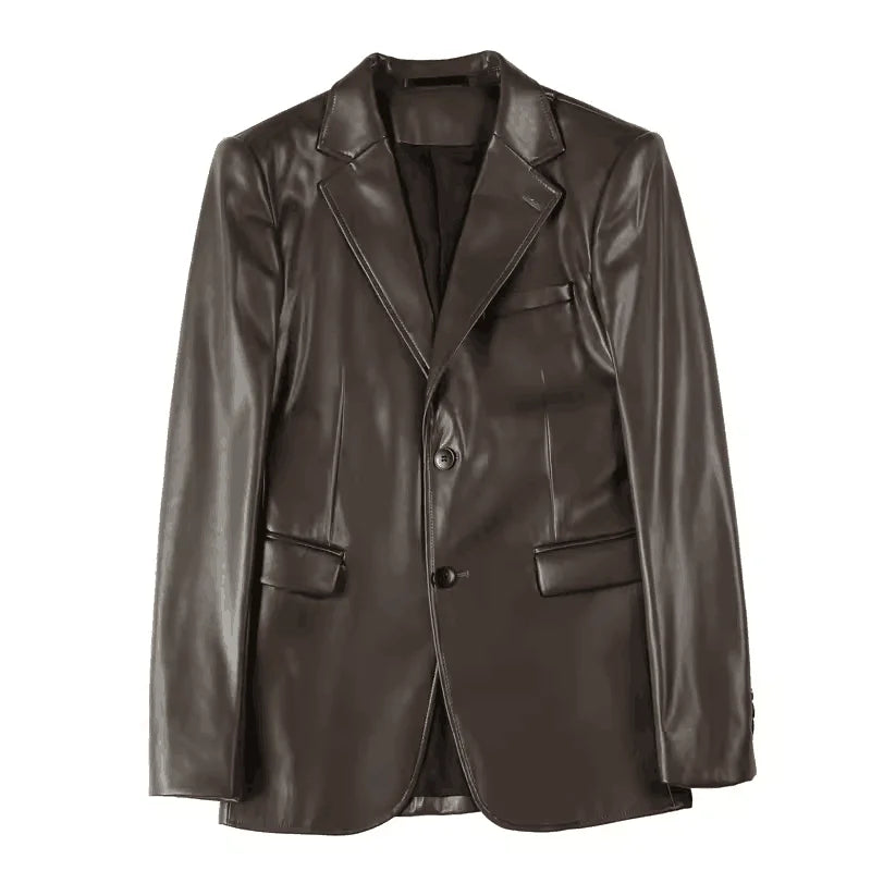 Smart Casual Look PU Leather Blazer