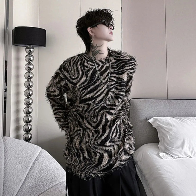 Casual Zebra-Stripe Design T-Shirt