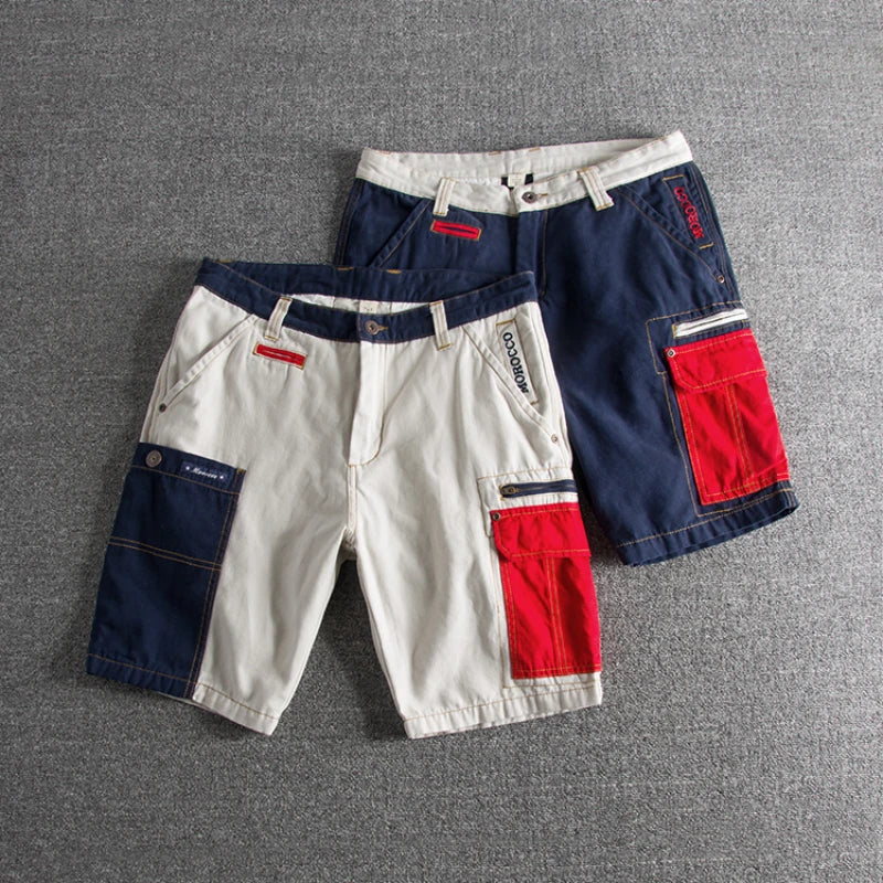 Patchwork Design Casual Cargo Shorts