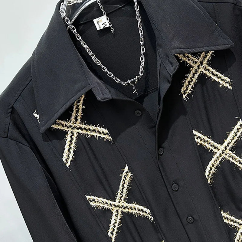 X Cross Patchwork Decor Shirt