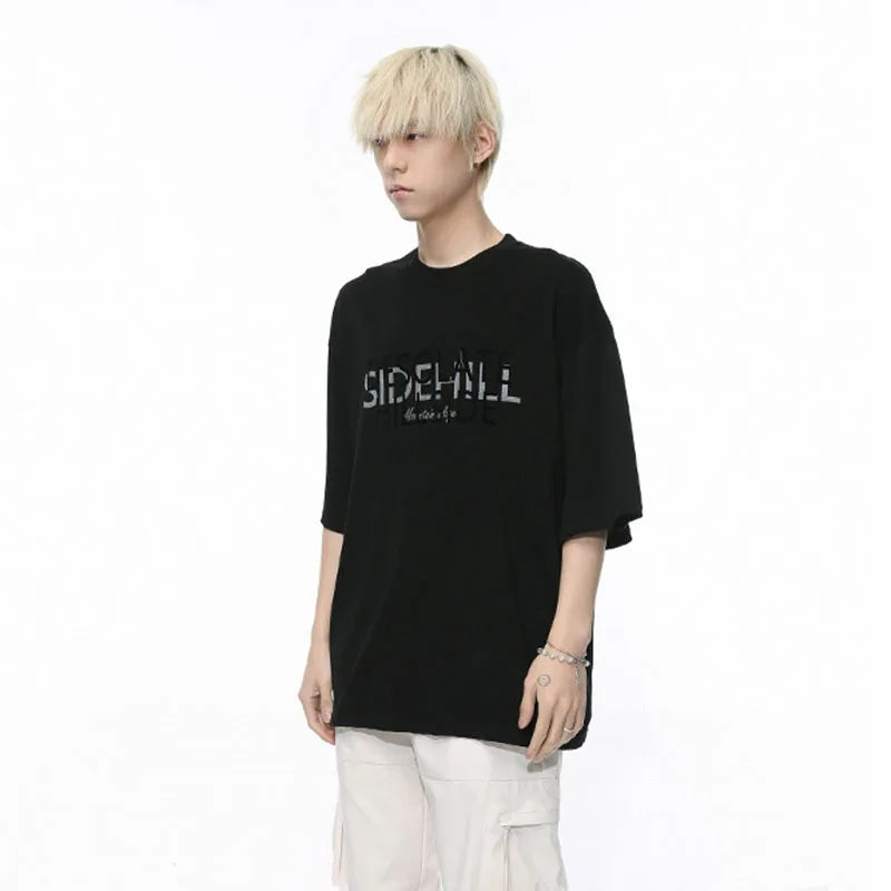Trend Letter Contrasting Color T-Shirt