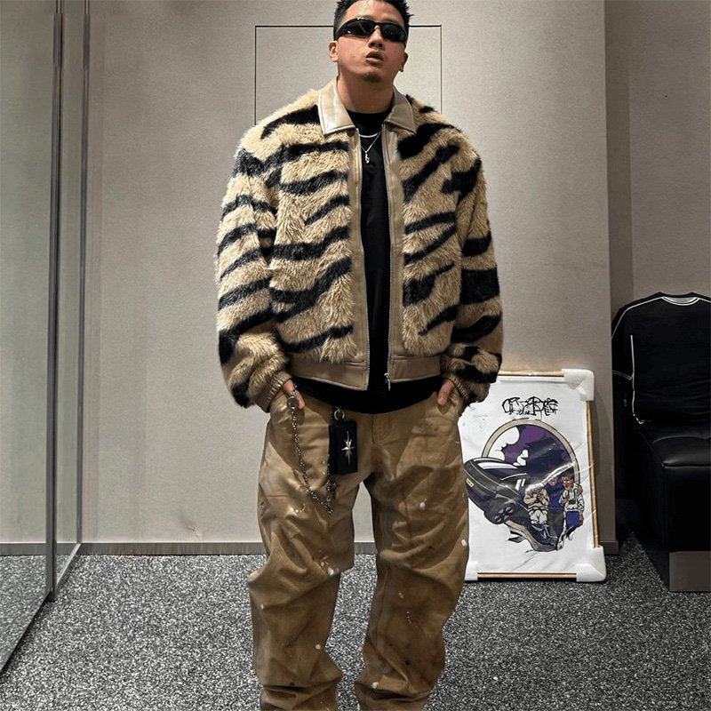 Tiger Pattern Fur Thick Jacket