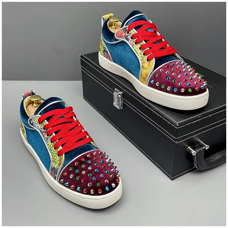 Velvet Rivet Studded Low-Top Sneaker