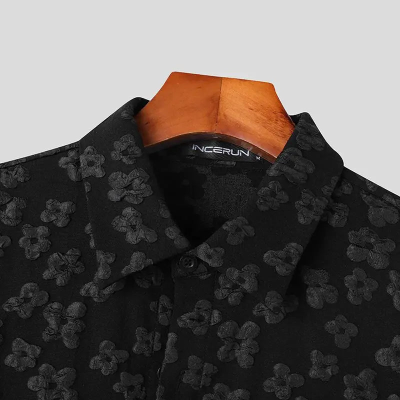 Flower Jacquard Loose Polyester Shirt