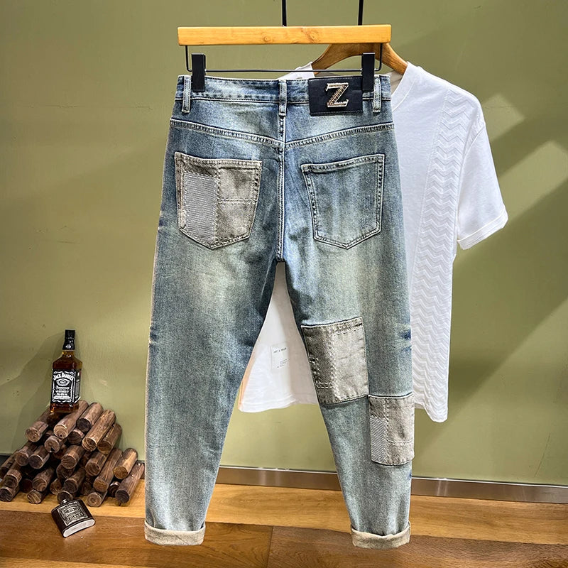 Streetwear Patch Retro Ripped Jeans