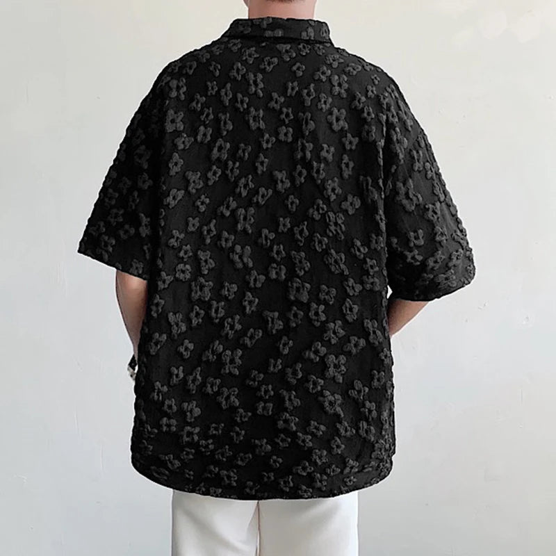 Flower Jacquard Loose Polyester Shirt