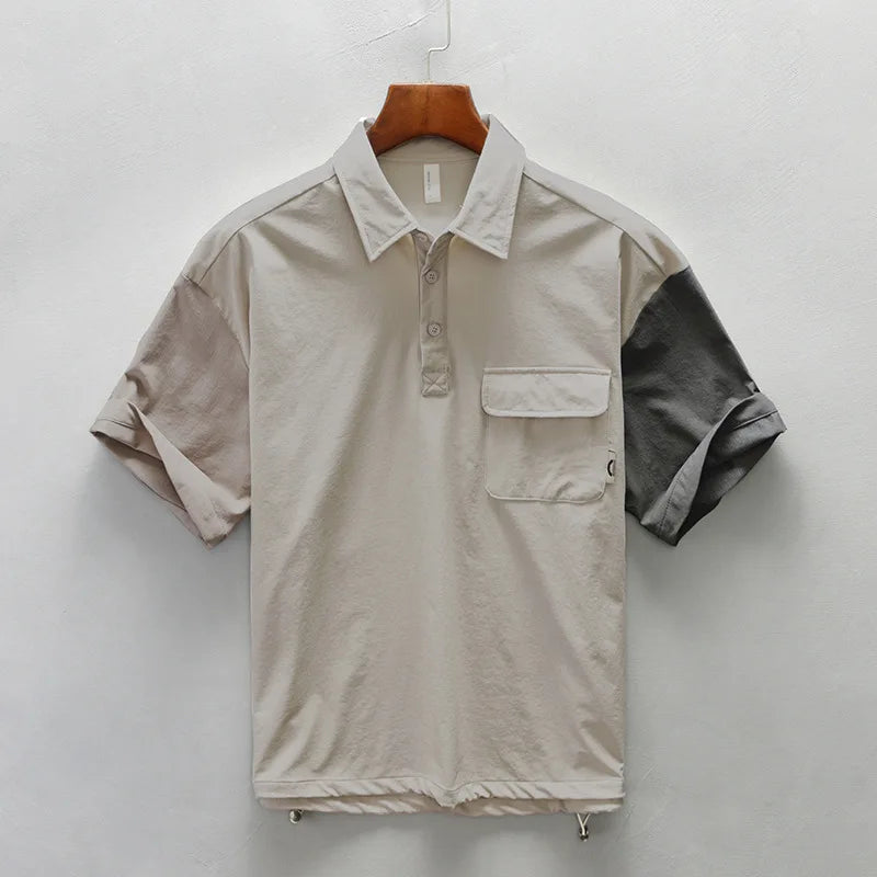 Patchwork Pullover Casual Polo Shirt