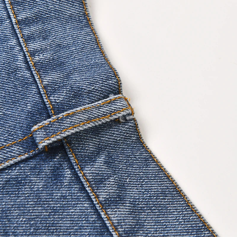 Waist Pockets Belt Wide Leg Jeans