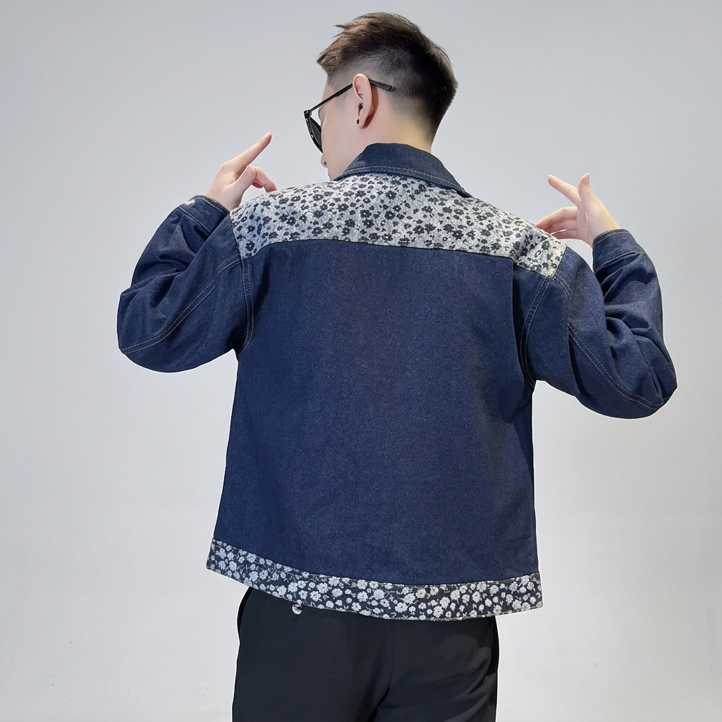 Retro Denim Floral Patchwork Jacket