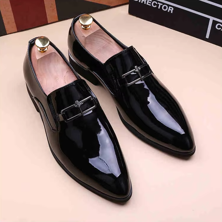 Pointed Toe Shiny Leather Dress Shoes