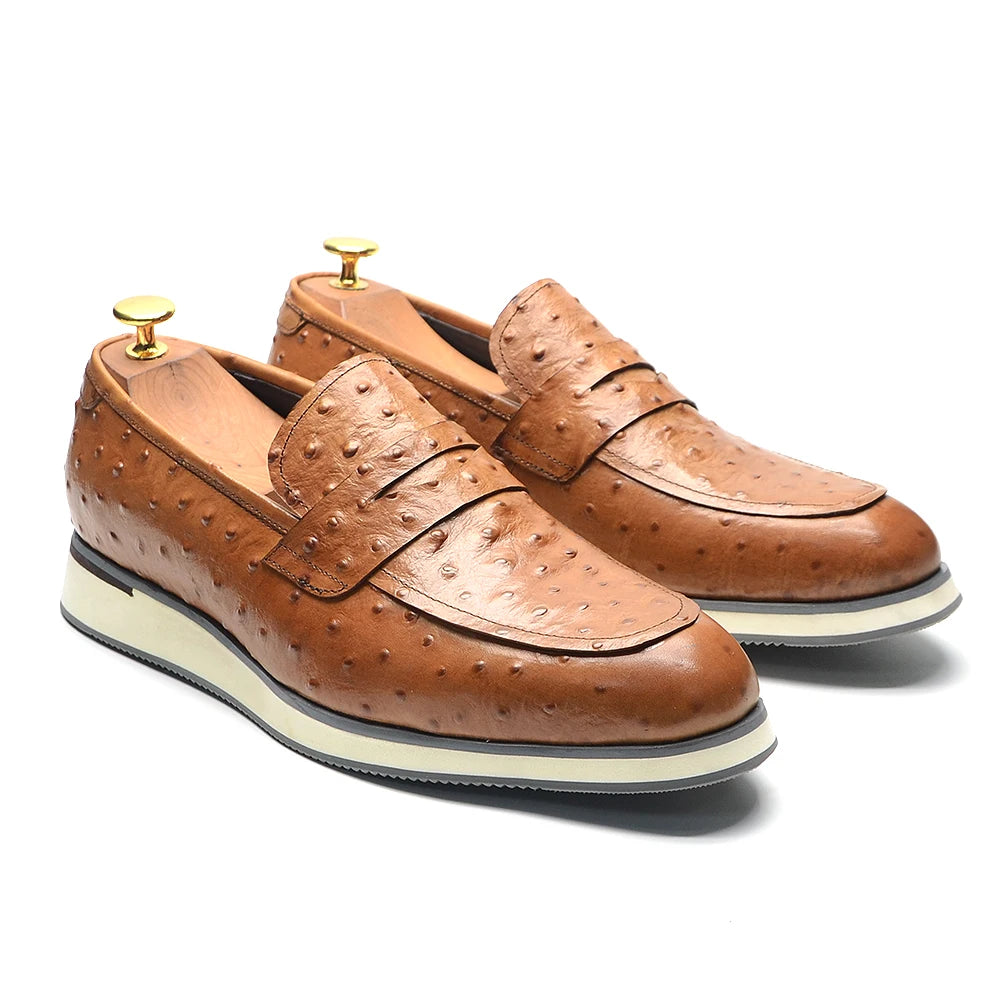 Ostrich Pattern Leather Dress Shoes