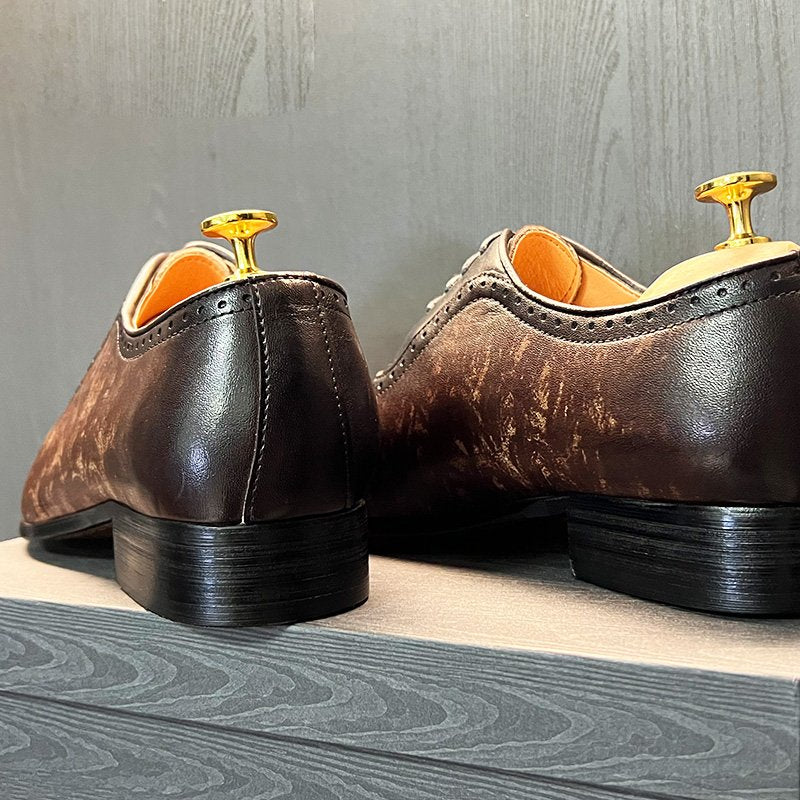 Pointed Toe Mixed Colors Leather Shoes