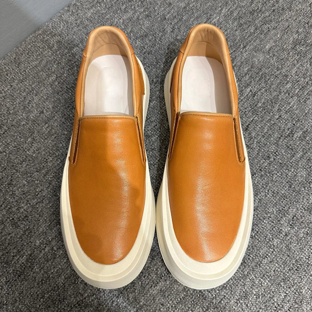 Casual Solid Leather Platform Shoes