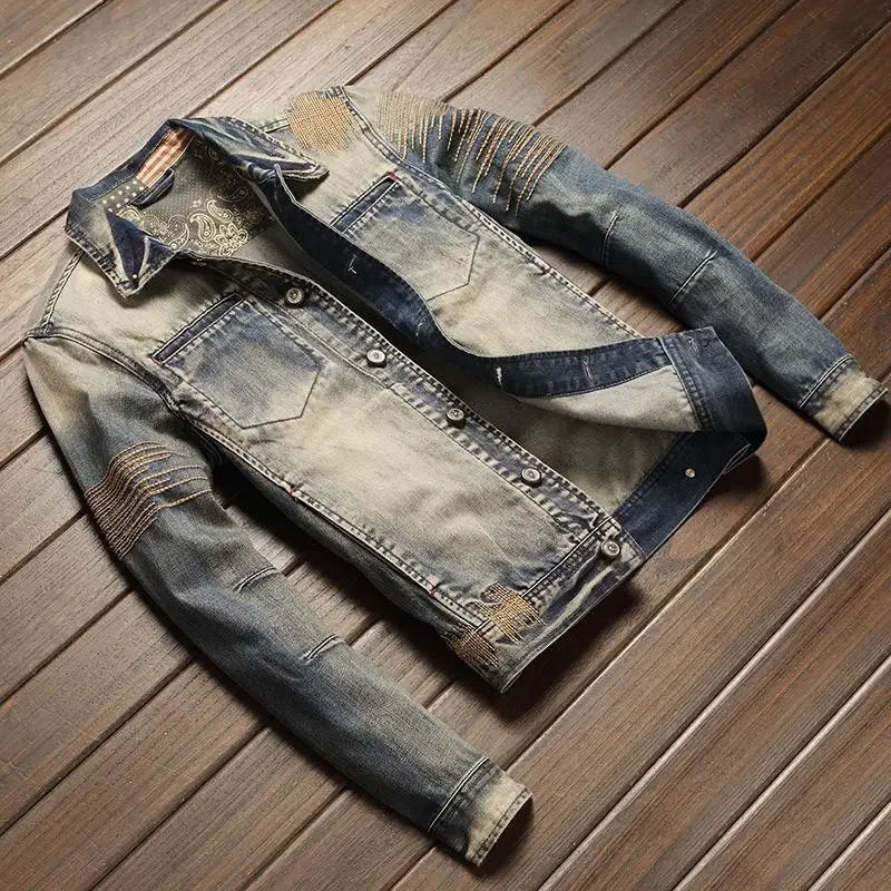 Retro Washed Solid Denim Jacket