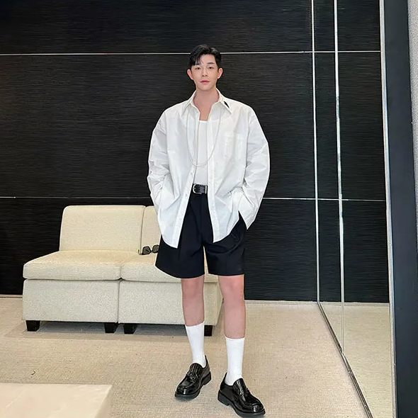 Lapel Heart Pattern Embroidery Shirt