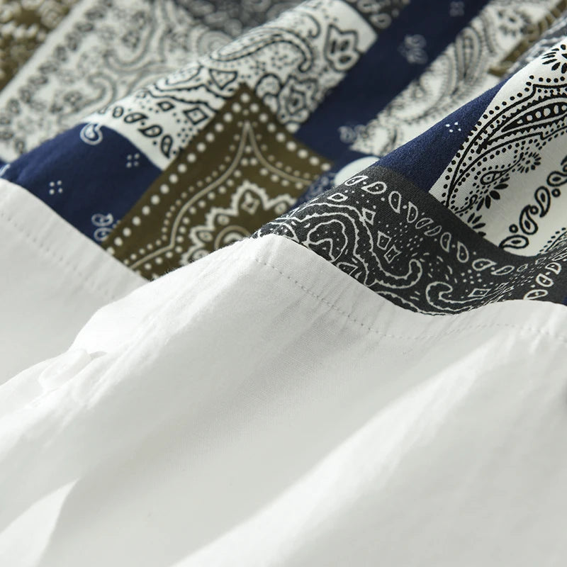 Casual Style Paisley Print Patchwork Shirt
