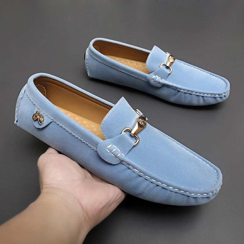 Metal Appliques Suede Moccasins Loafers