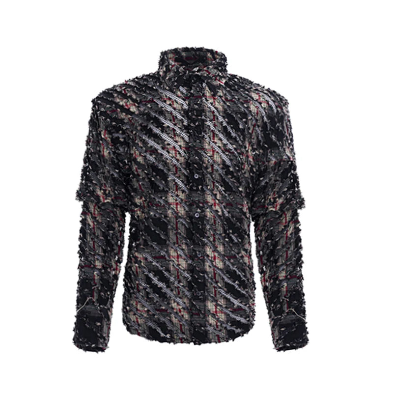 Dark Plaid Detachable Long Sleeve Shirt
