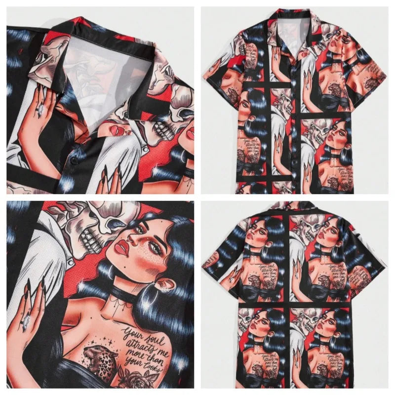 Summer Printed Shirt Lapel Collar Shirt