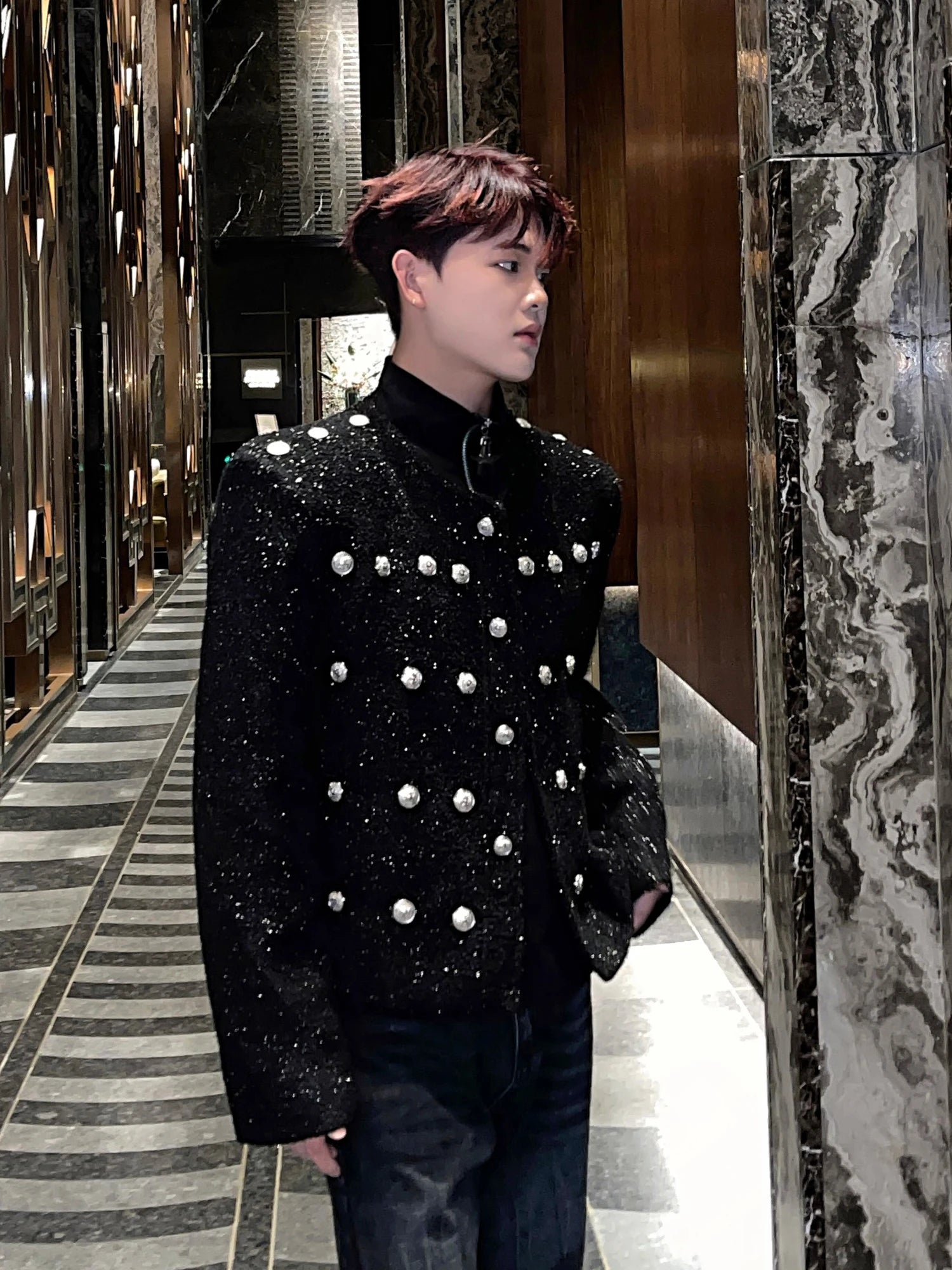 Small Sequins Multi-Button Design Jacket