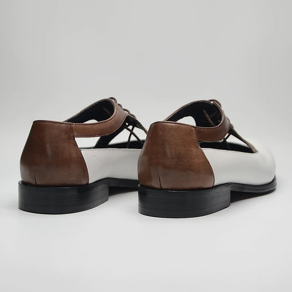 Lace-Up Hollow Genuine Leather Shoes