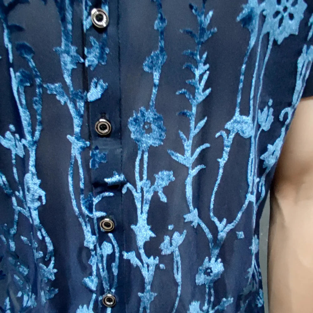 Short Sleeve See Through Lace Shirt