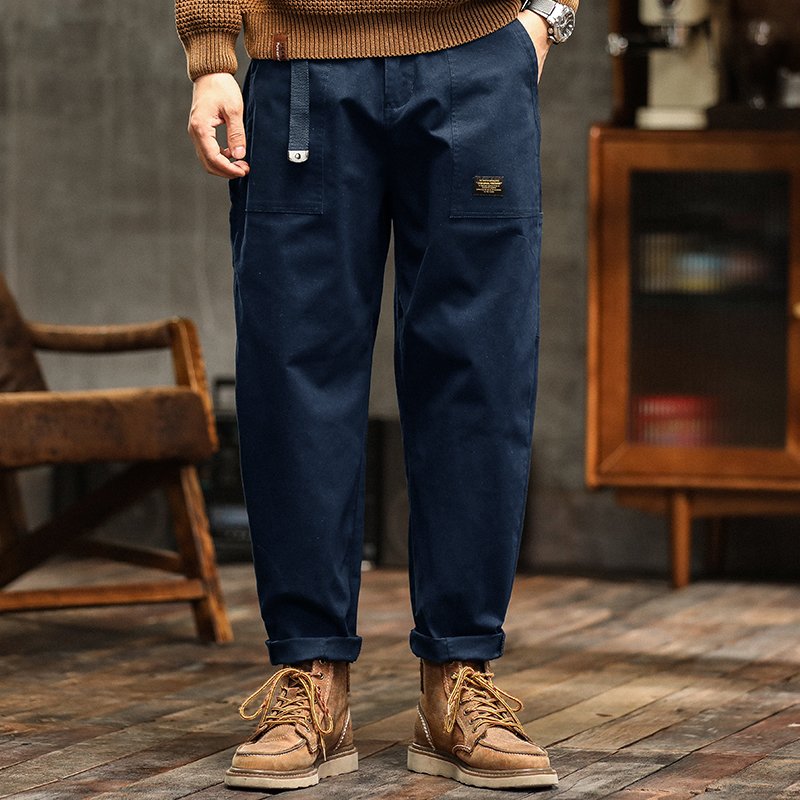 Cotton Mid-Waist Cargo Pants