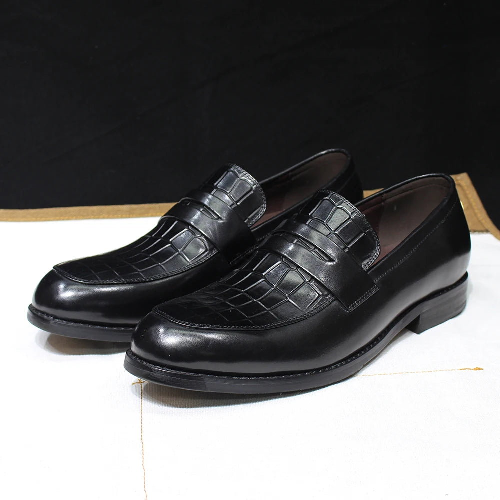 Alligator Print Genuine Leather Dress Loafers