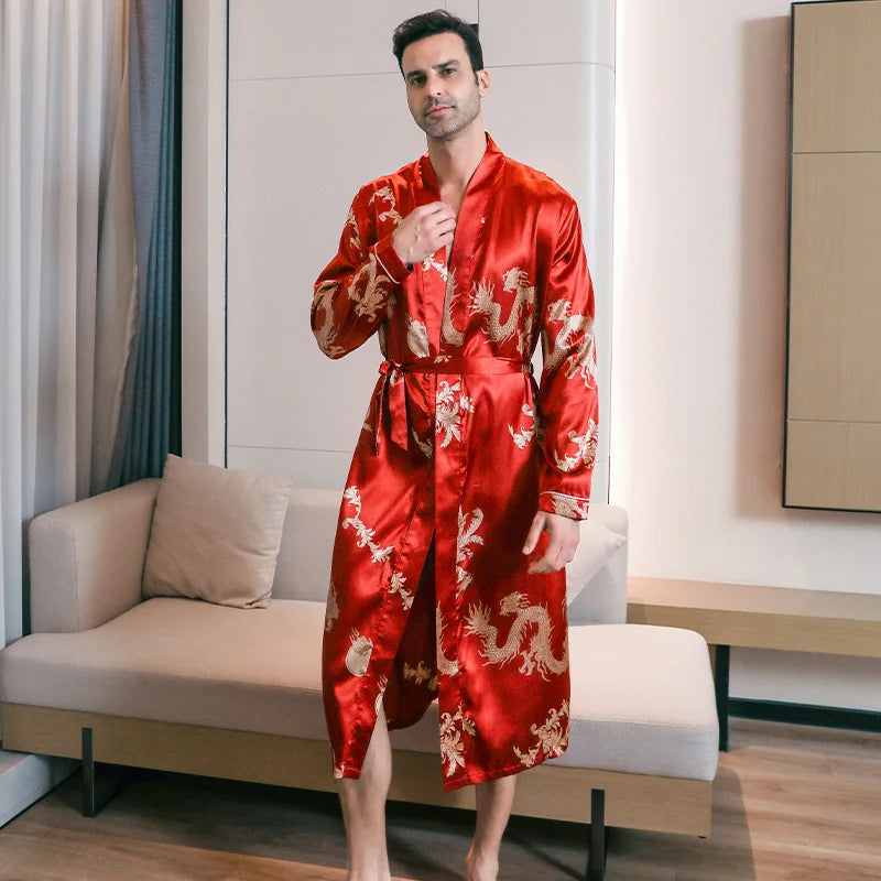 Dragon Pattern Satin Shiny Robe