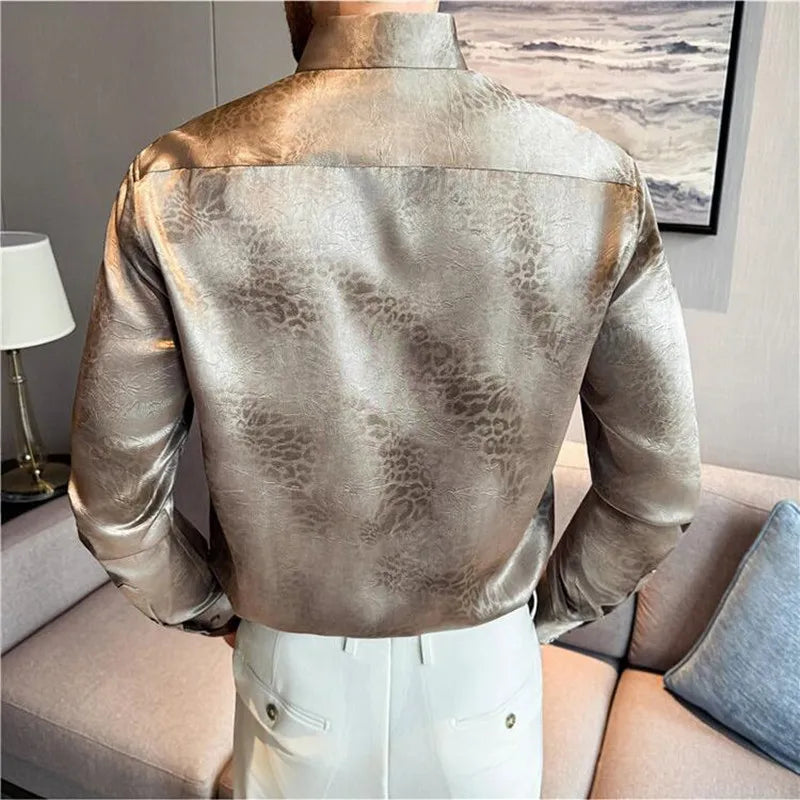 Gradient Leopard Printed Men's Shirt