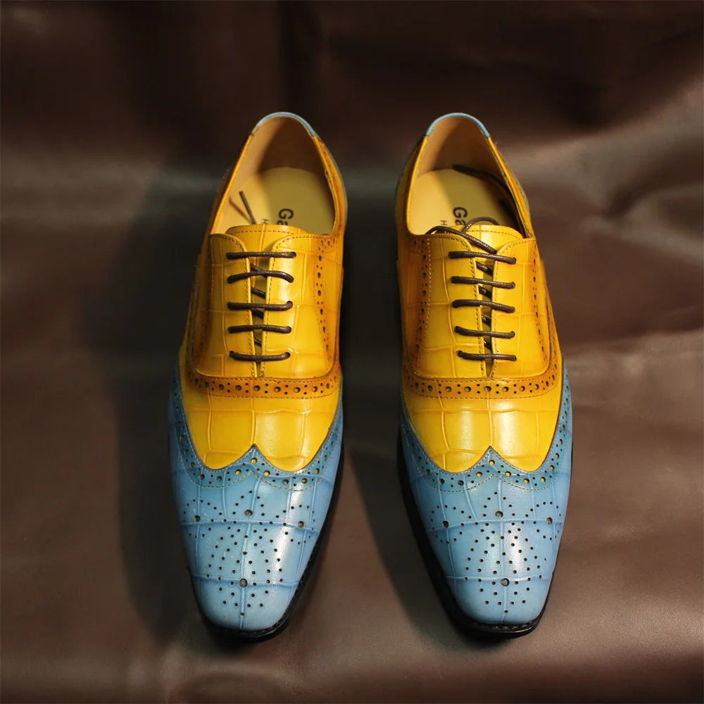 Luxury Mixed Color Men's Leather Oxford Shoes