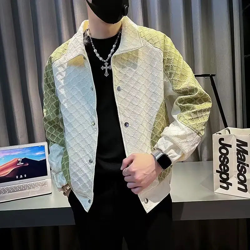 Contrasting Colors Spliced Polyester Jacket