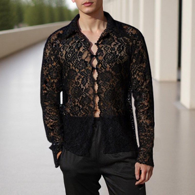 See-Through Black Lace Shirt
