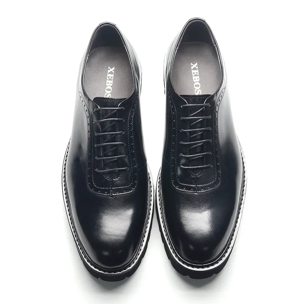 Genuine Leather Height Increasing Oxford Shoes