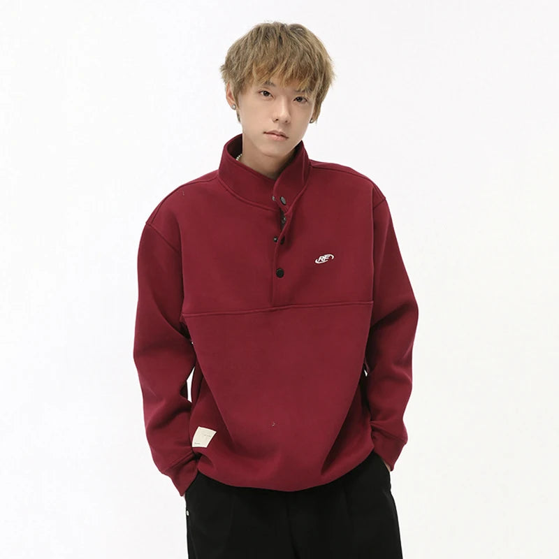 Stand Collar Letter Embroidery Sweater