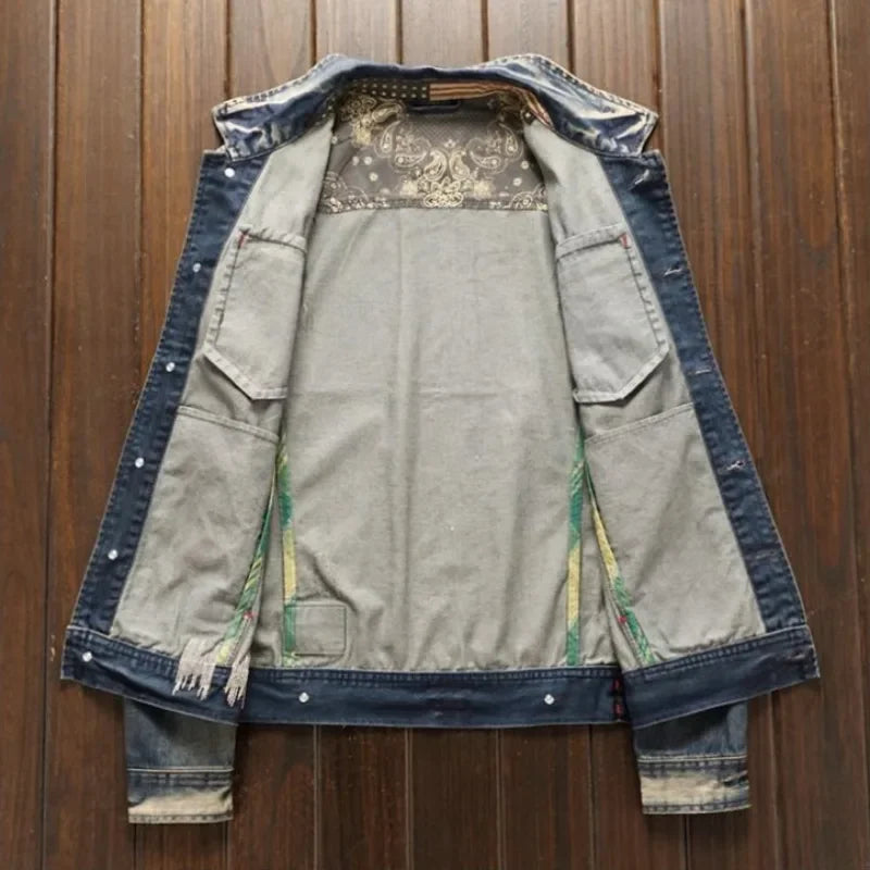 Retro Washed Solid Denim Jacket