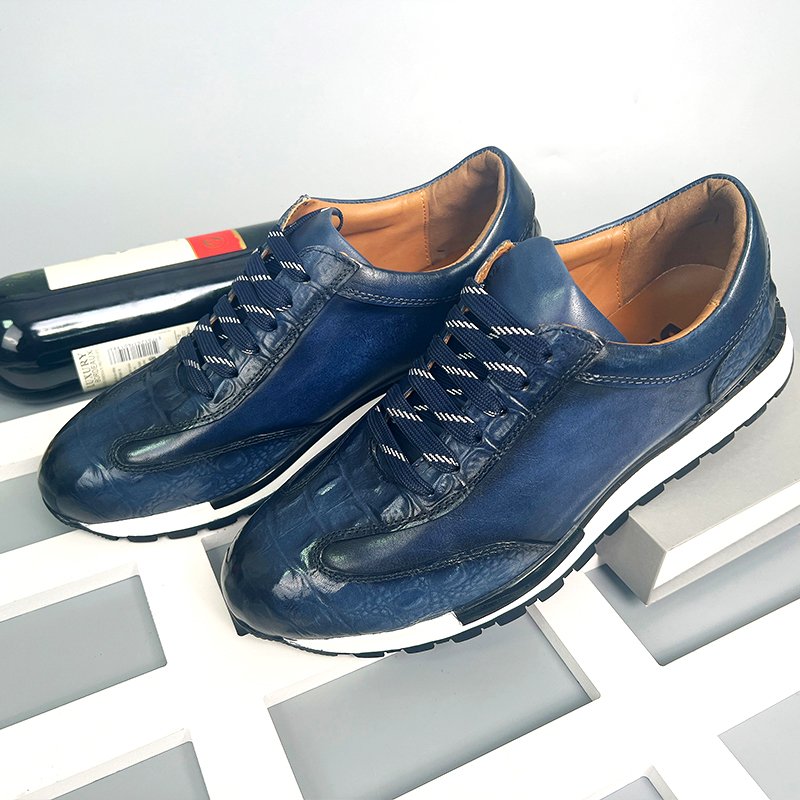 Lace-Up Patchwork Genuine Leather Shoes
