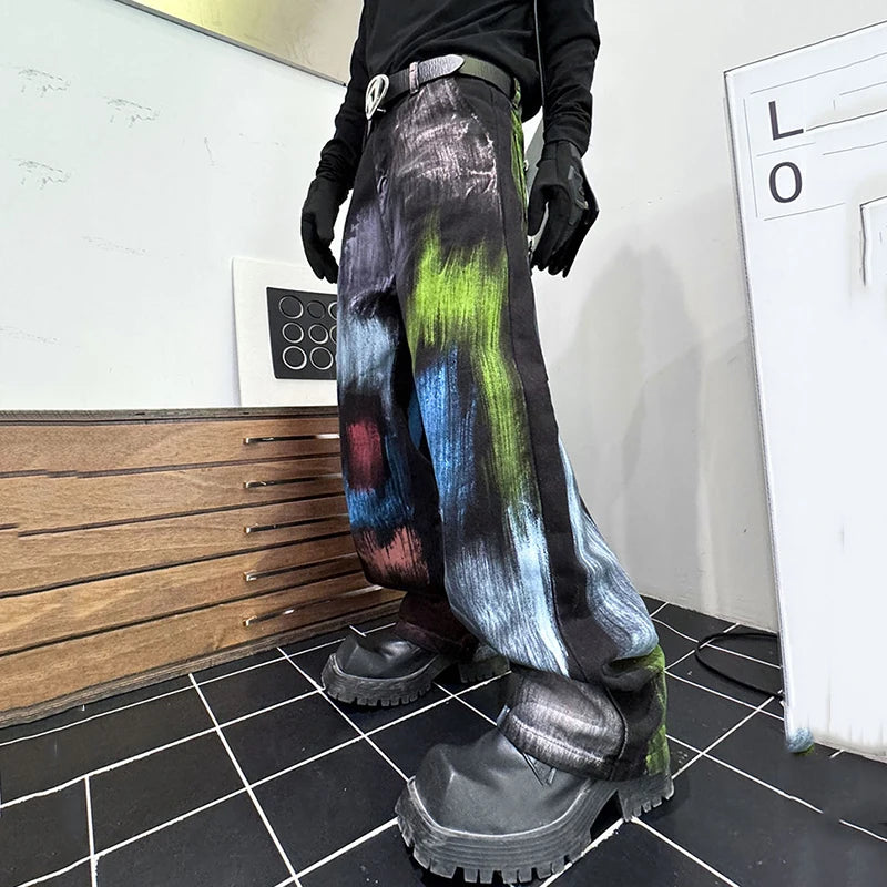 Colorful Coloured Drawing Print Jeans