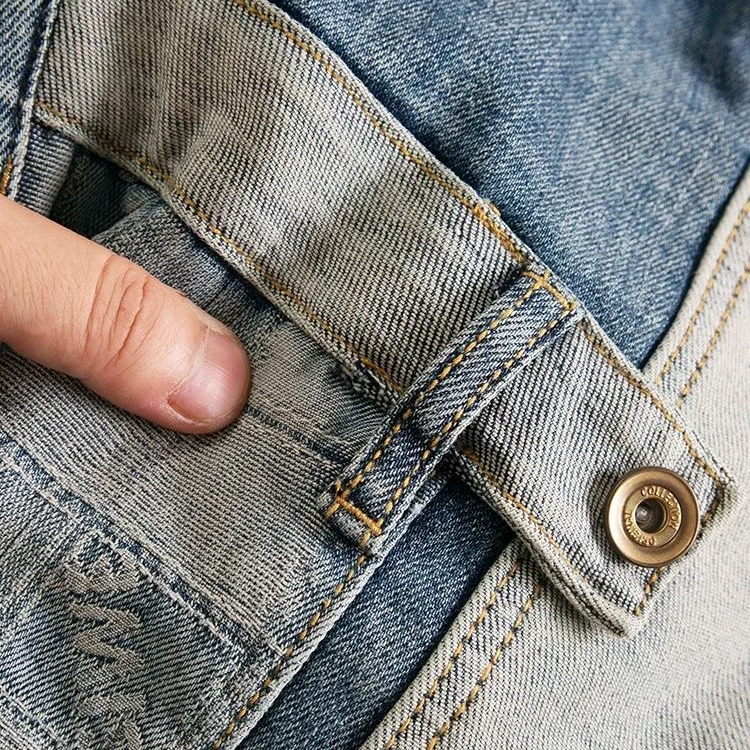 Crossline Geometry Patchwork Jeans