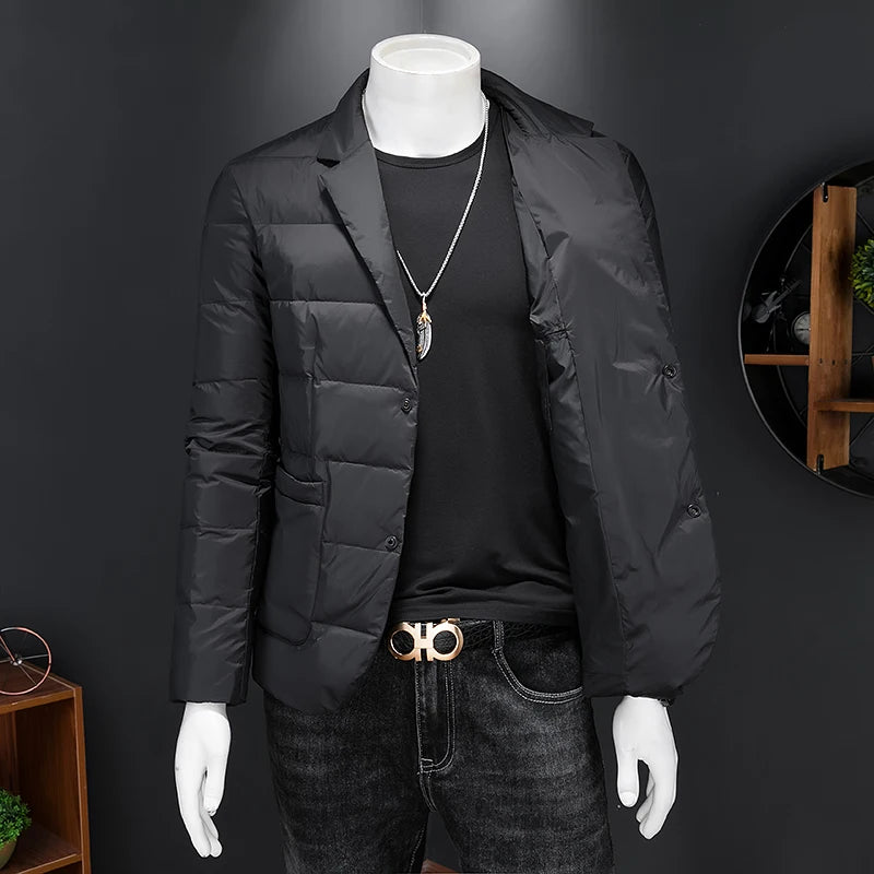 Black Puffed V-Neck Jacket