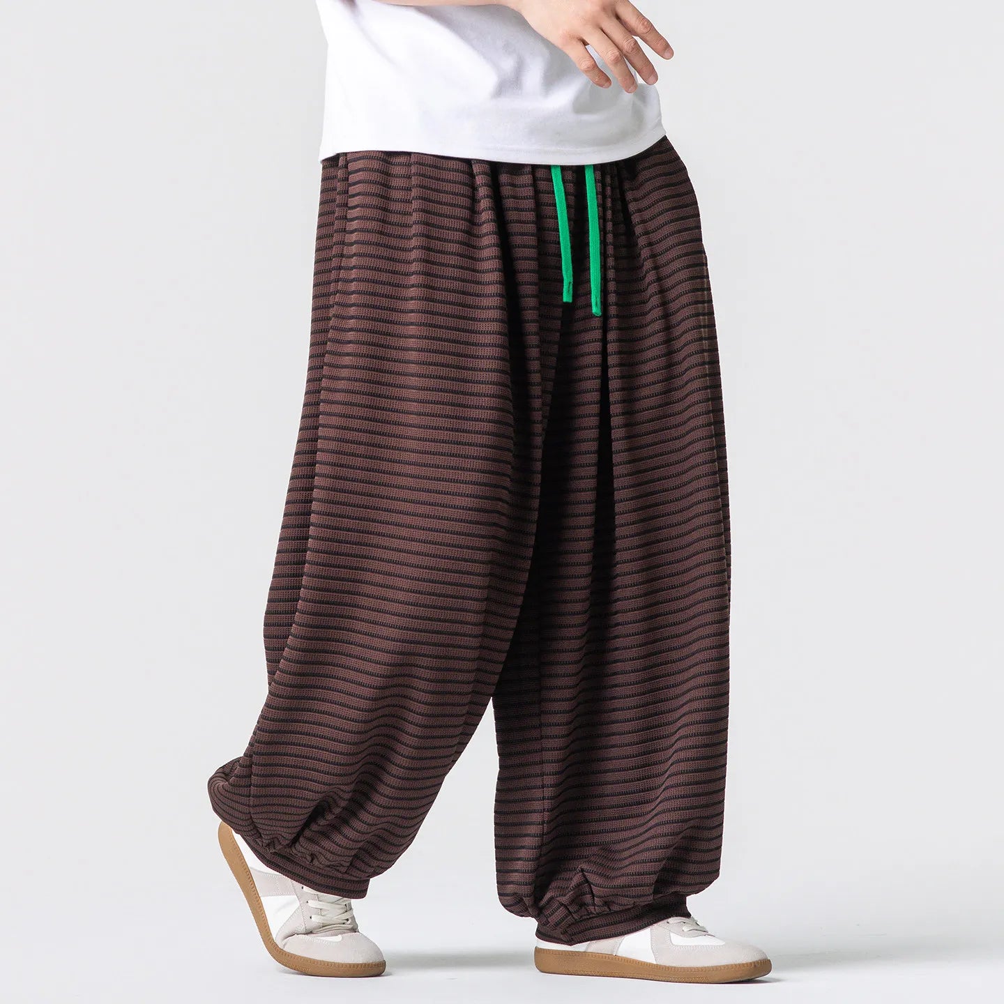 Elastic Waist Stripes Wide Leg Pants