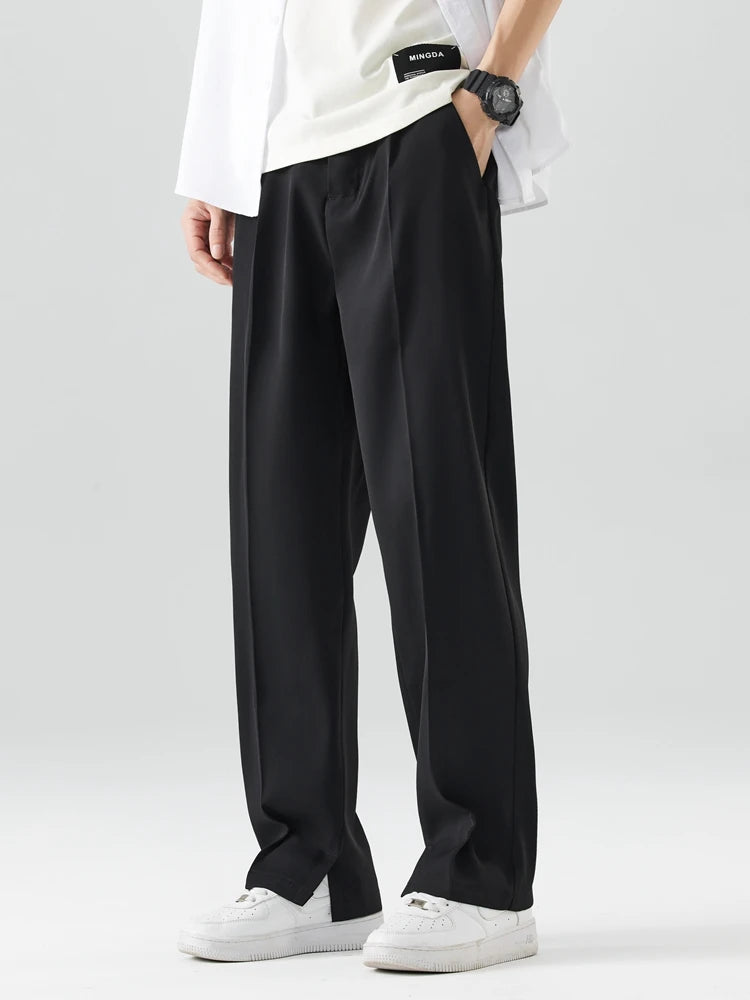 Casual Polyester Straight Loose Drape Trousers