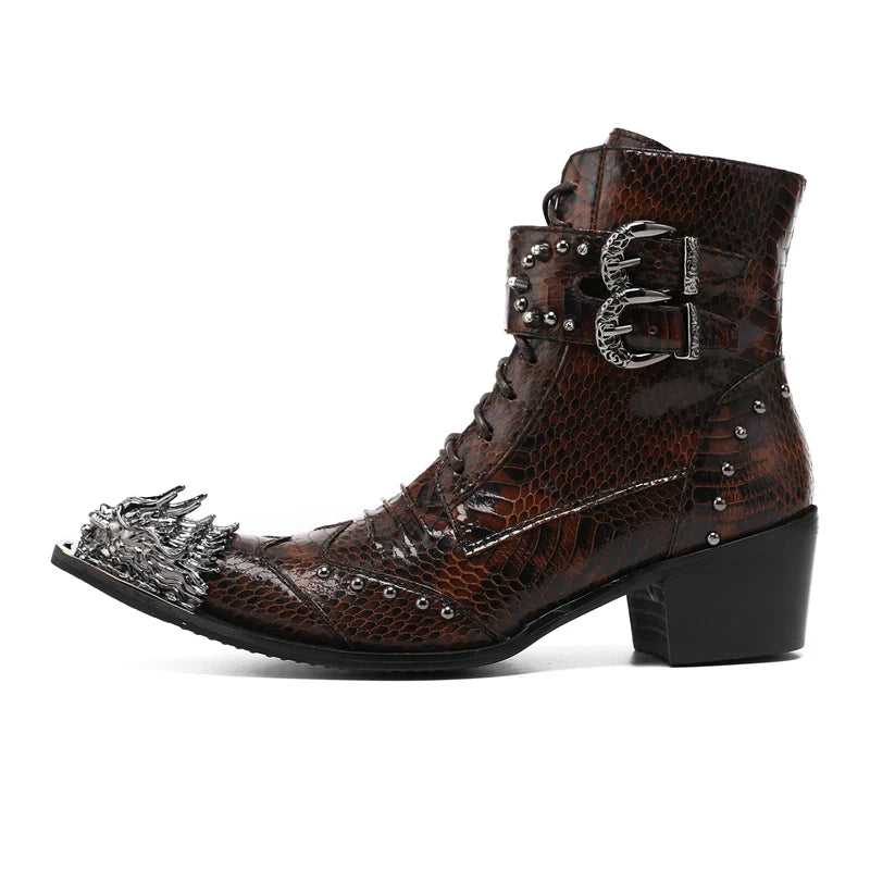 Dragon-Toe Gothic Punk Leather Boots