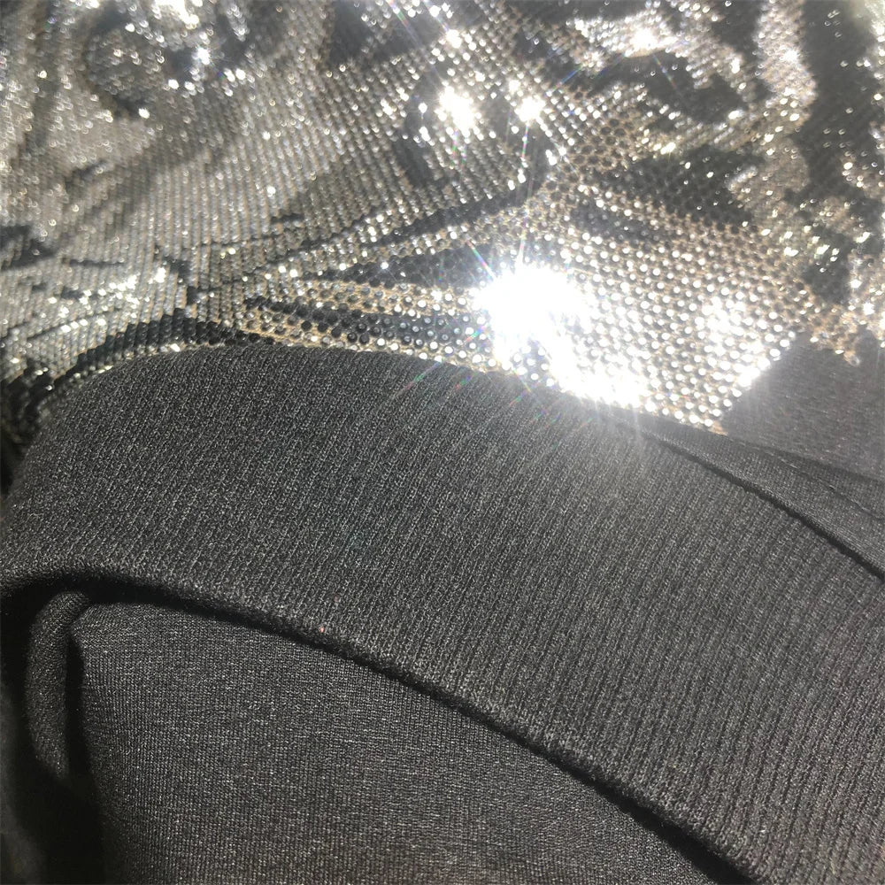 Shiny Tiger Head Rhinestone Sweater