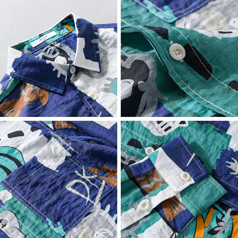 Chic Printing Viscose Long Sleeve Shirt